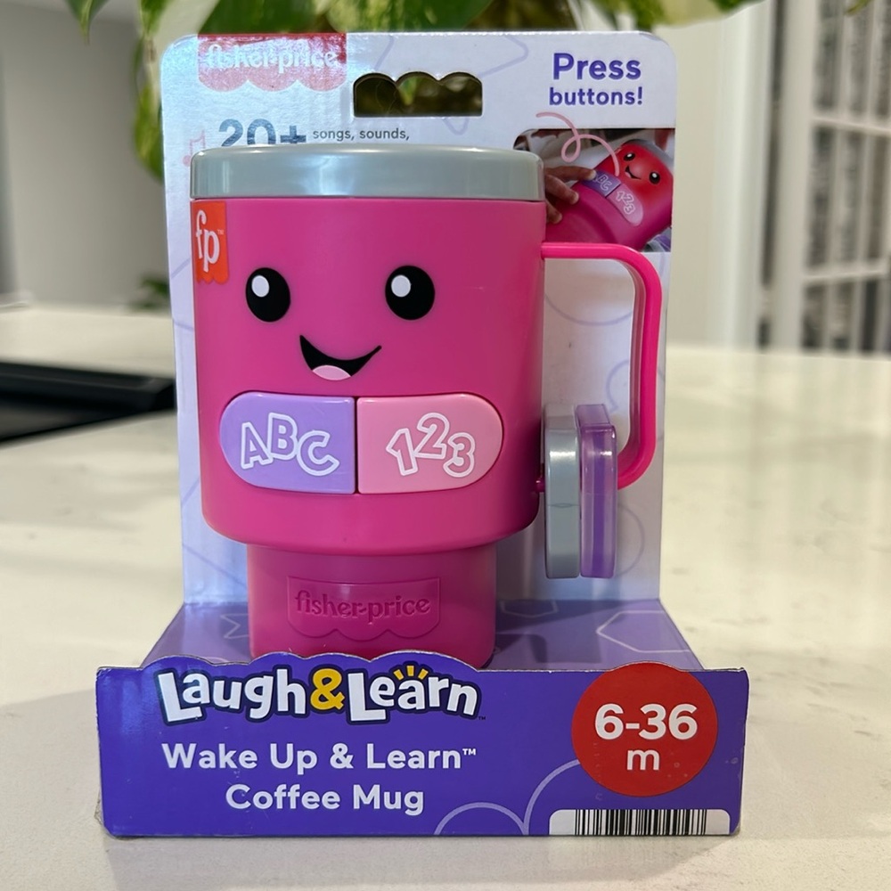 NIB Fisher Price Wake Up and Learn Coffee Mug (Baby Stanley)